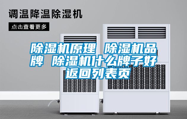 除濕機原理 除濕機品牌 除濕機什么牌子好 返回列表頁